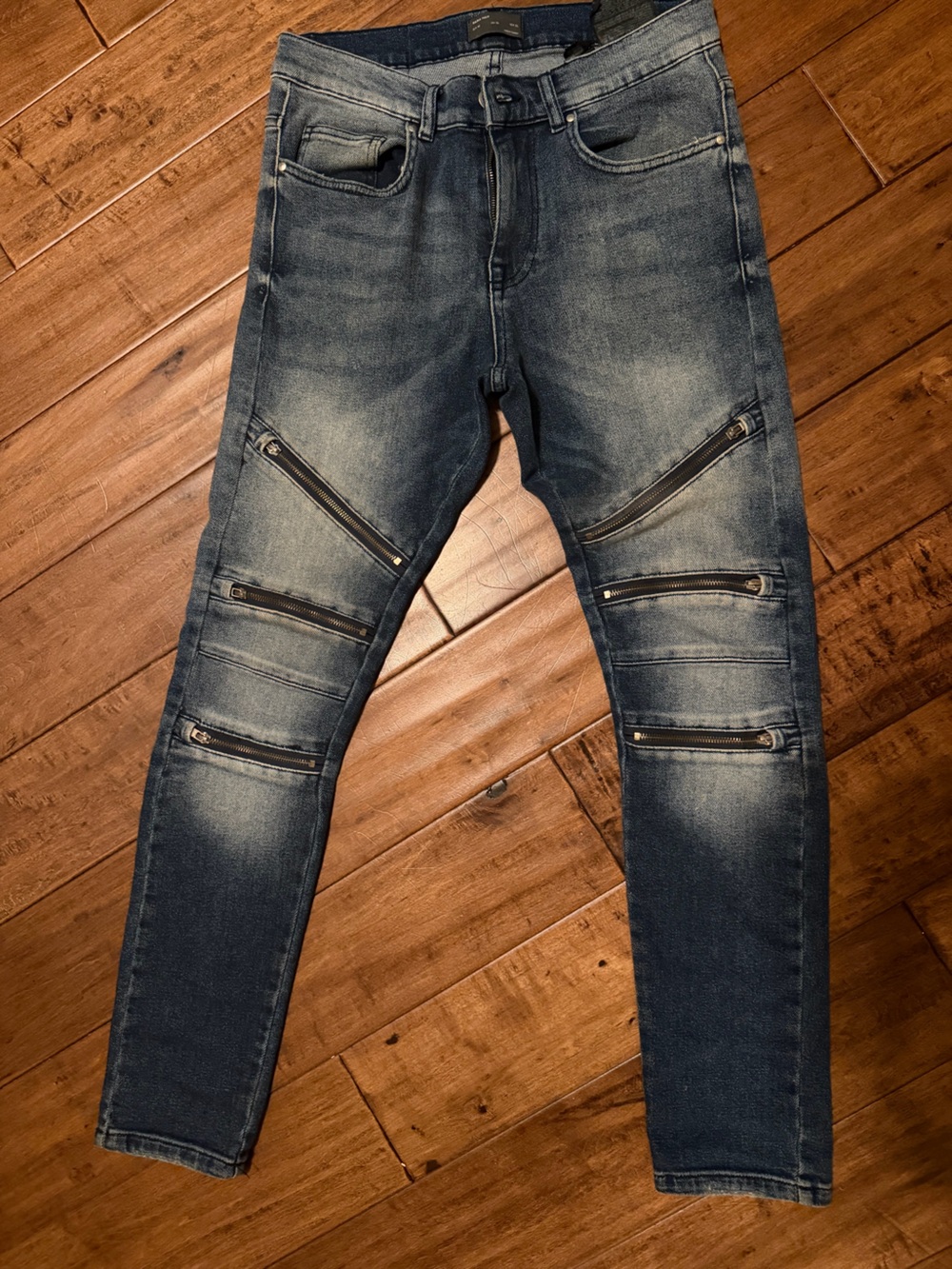 Zara Blue Denim biker Jeans